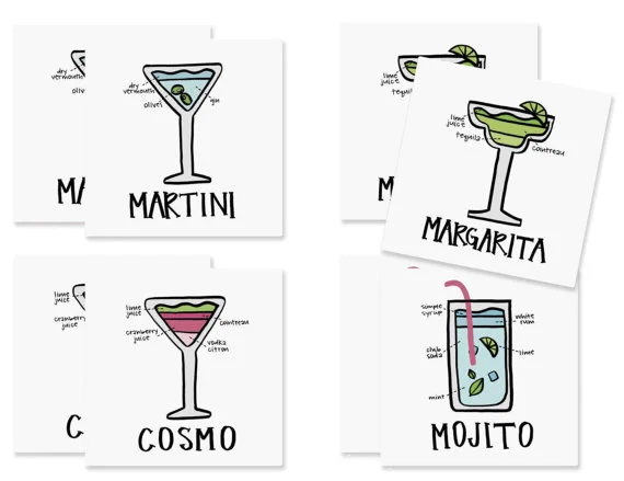 Set of Cocktail Paper Coasters from Fresh Out Of Ink