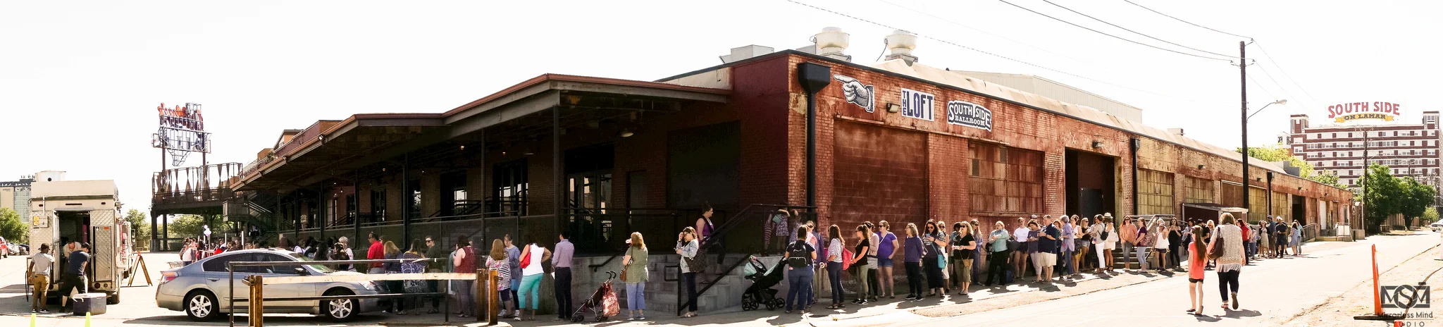 A line of shoppers wraps around Gilley's Dallas before doors open for the 2018 Spring Bash. The first shoppers arrived at 7 a.m. to wait in line for the event that started at 10:30 a.m. on May 5, 2018. Photos courtesy of Mirrorless Mind Studio for E…