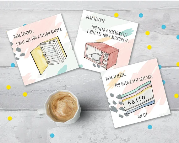 Show your kid's teacher you care with these hilarious cards from MayaXKiwi based on that Dena Blizzard video you may have seen. 