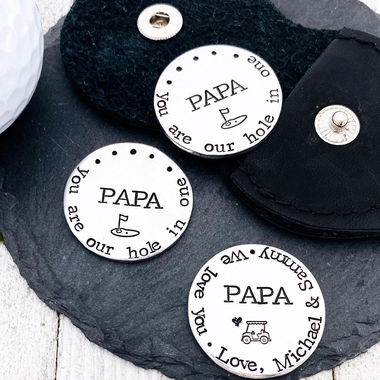 Golf ball markers by Eight9 Designs