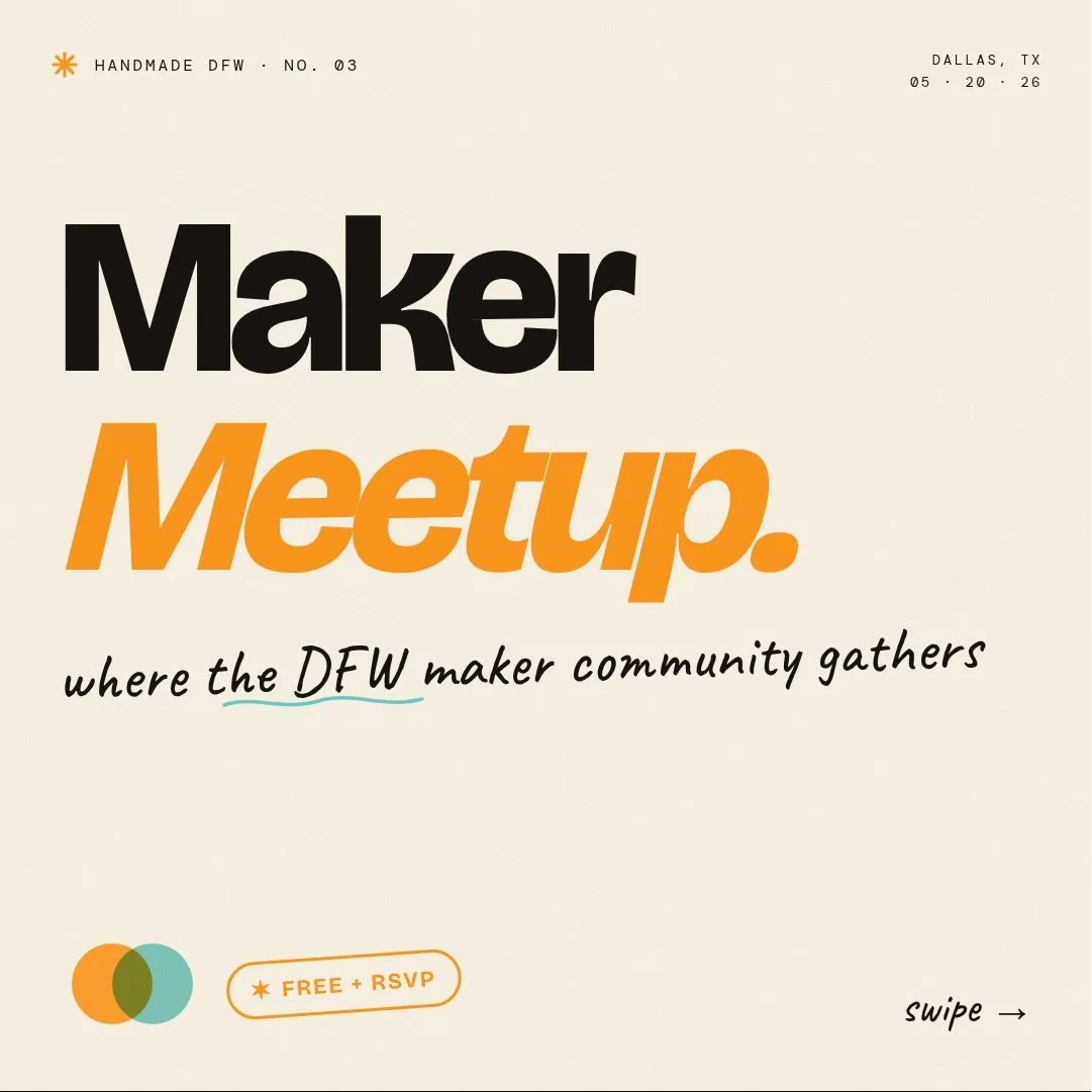 Calling DFW Makers! Handmade DFW is having our 1st maker meetup on Wednesday May 20 from 6-8pm at @cafeizmirgreenville Come hang out with other like minded makers and small business owners. The meetup is FREE but space is limited, so please RSVP on E