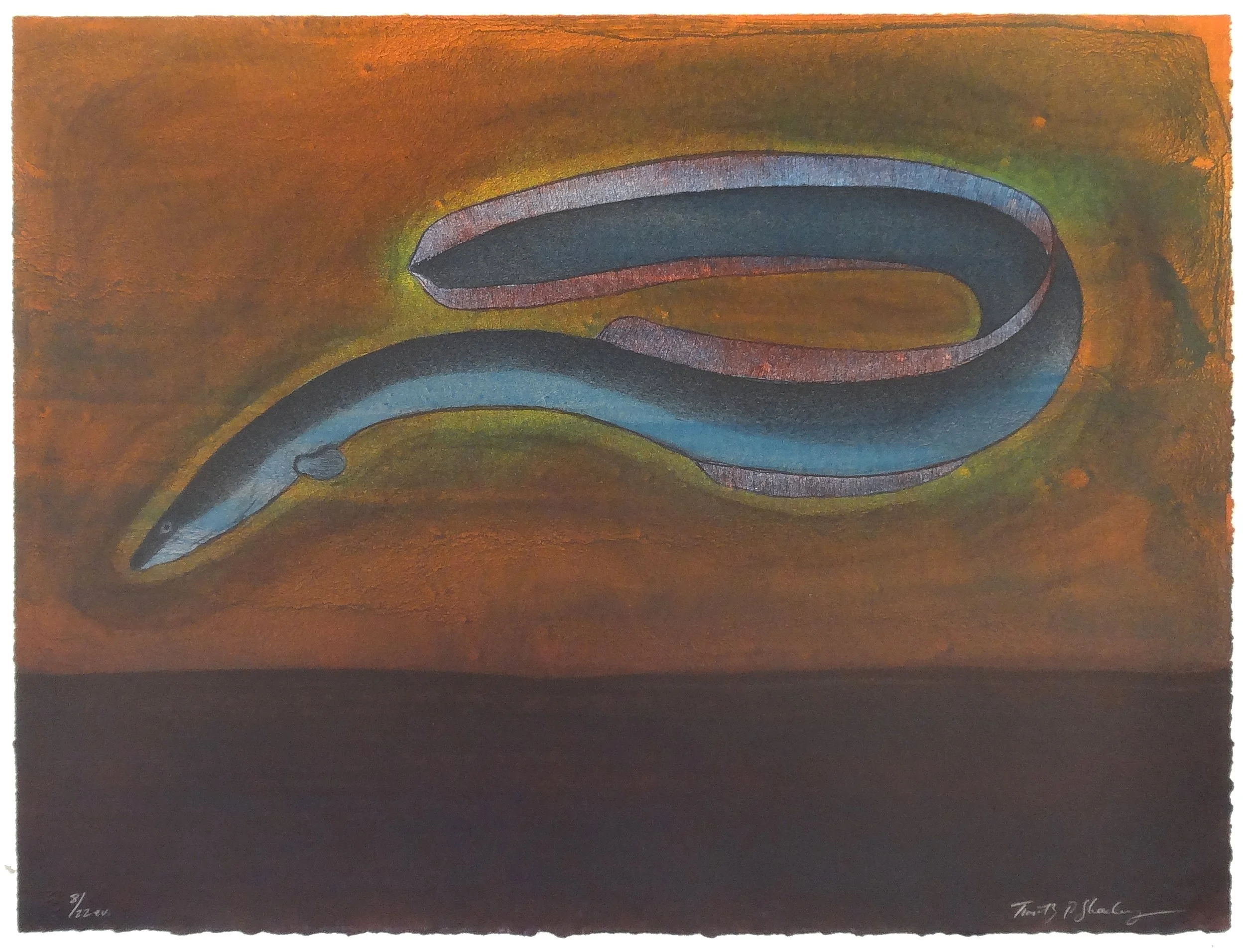8.T.Sheesley, %22Sargasso Eel%22 8:22e.v.,lithograph,2024, 18%22x24%22.jpg