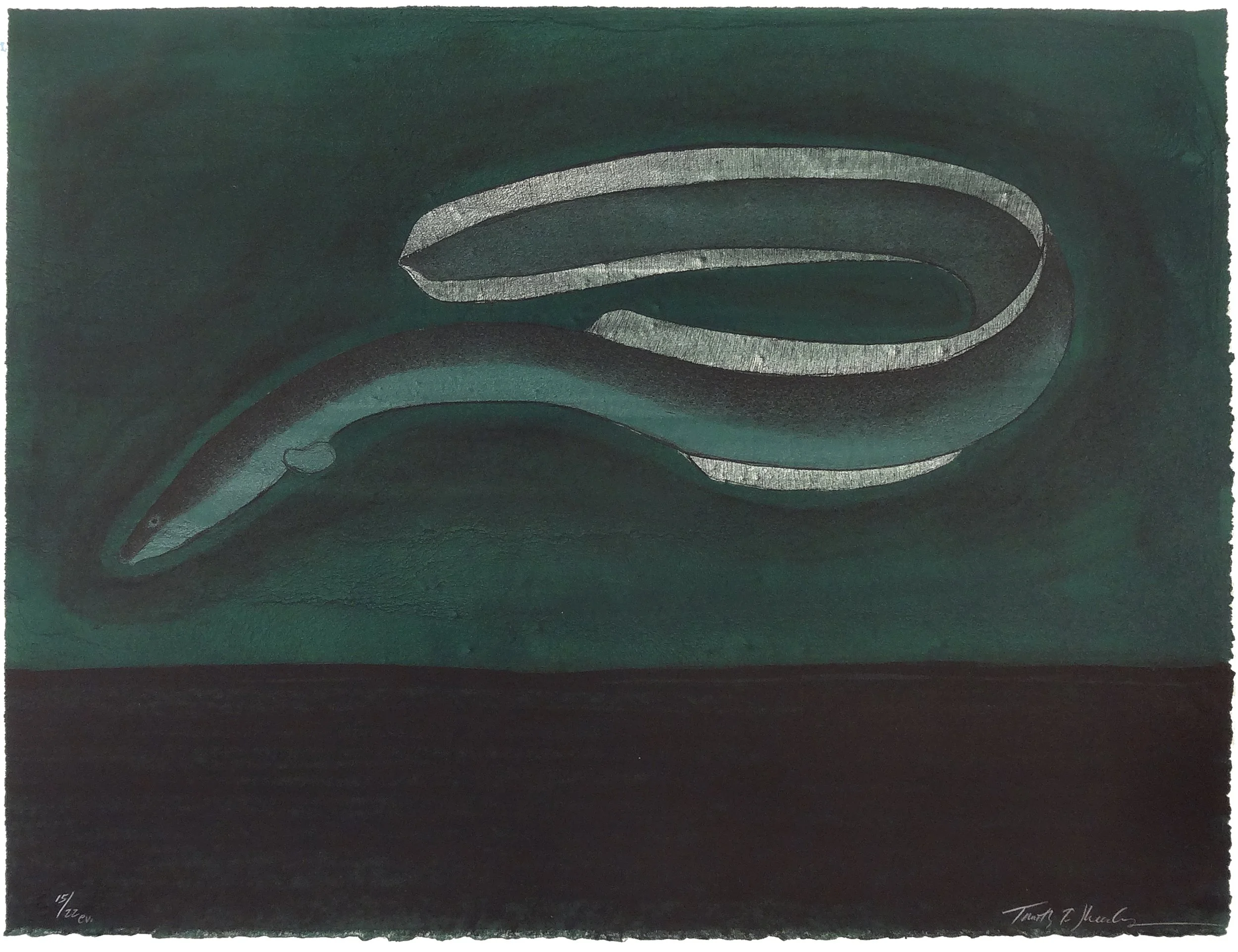 15.T.Sheesley, %22Sargasso Eel%22 15-22e.v.,lithograph,2024, 18%22x24%22.jpg