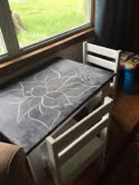 A chalkboard table made by TDP board member, Tom Swanner. Thank you, Tom!