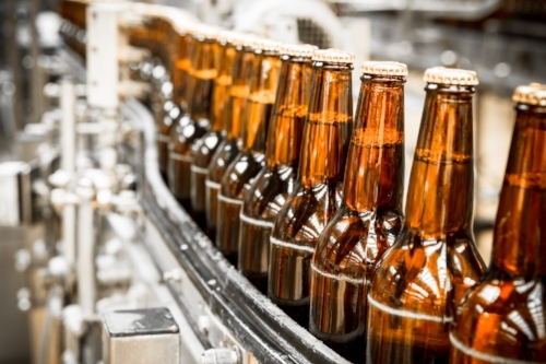 Bottling line at a brewery.