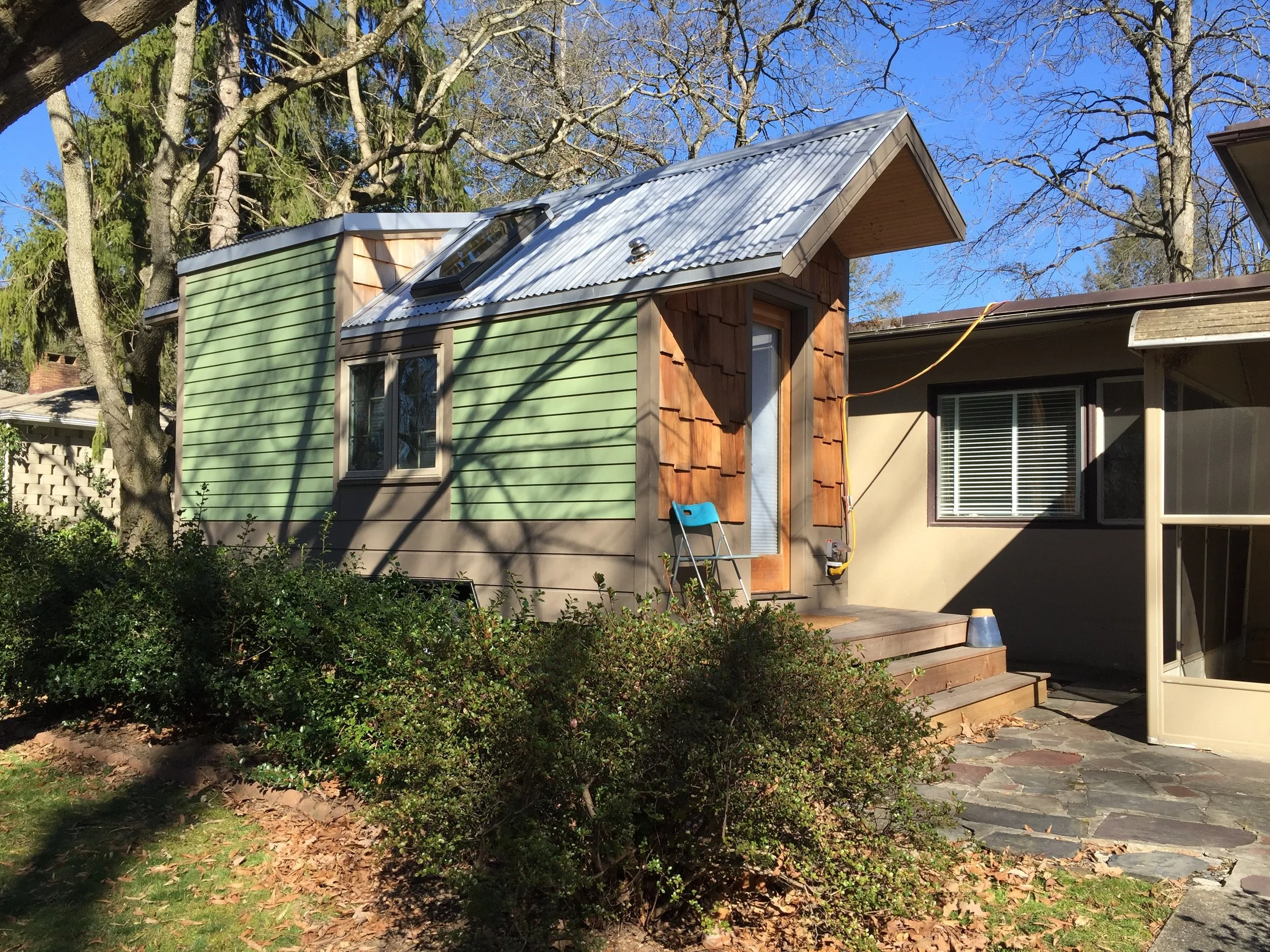 Our first tiny house currently resides in Swarthmore and is occupied by a sustainability fellow at Swarthmore College.