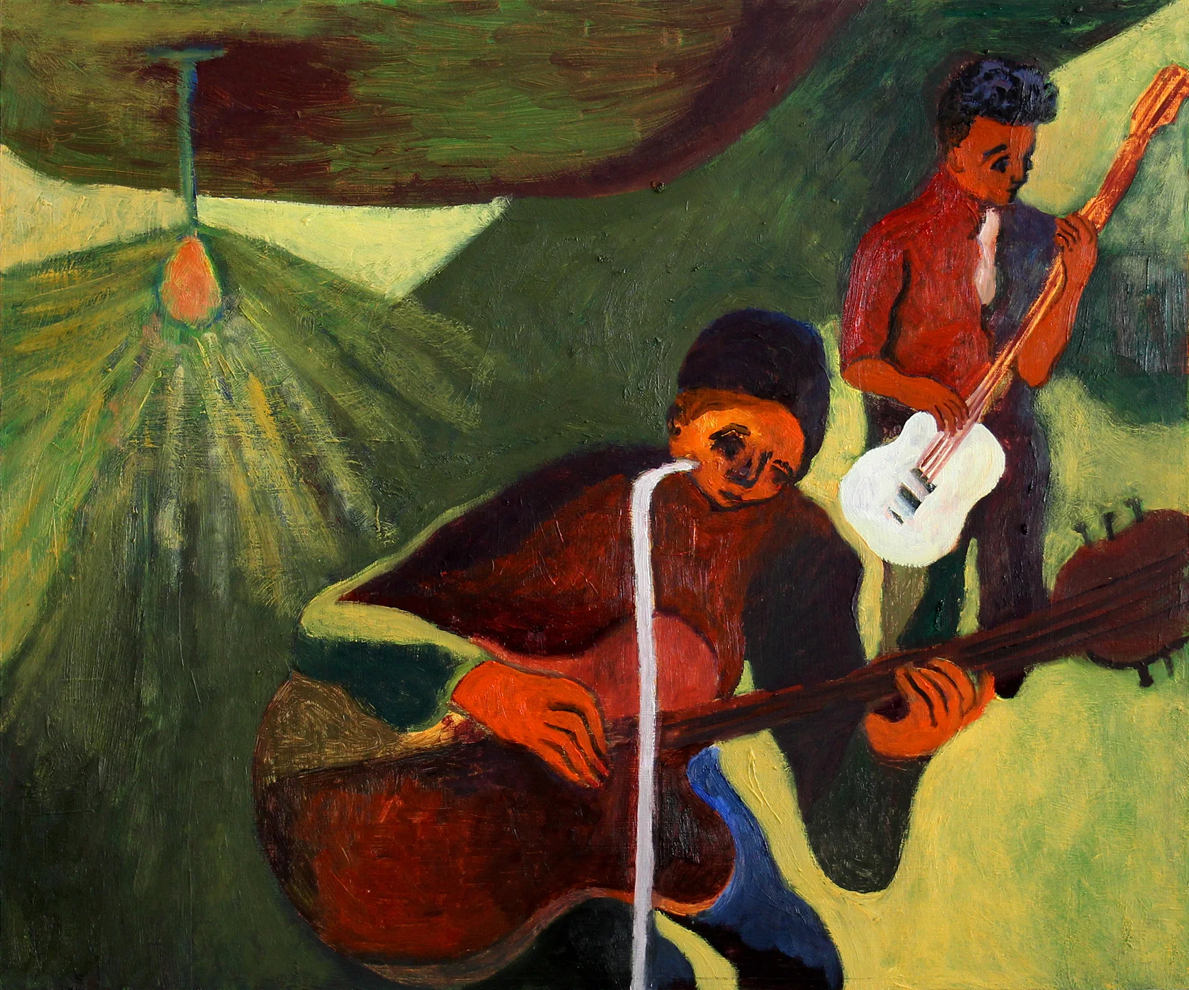 Two Musicians , 20"x16", Oil on Wood, 2015