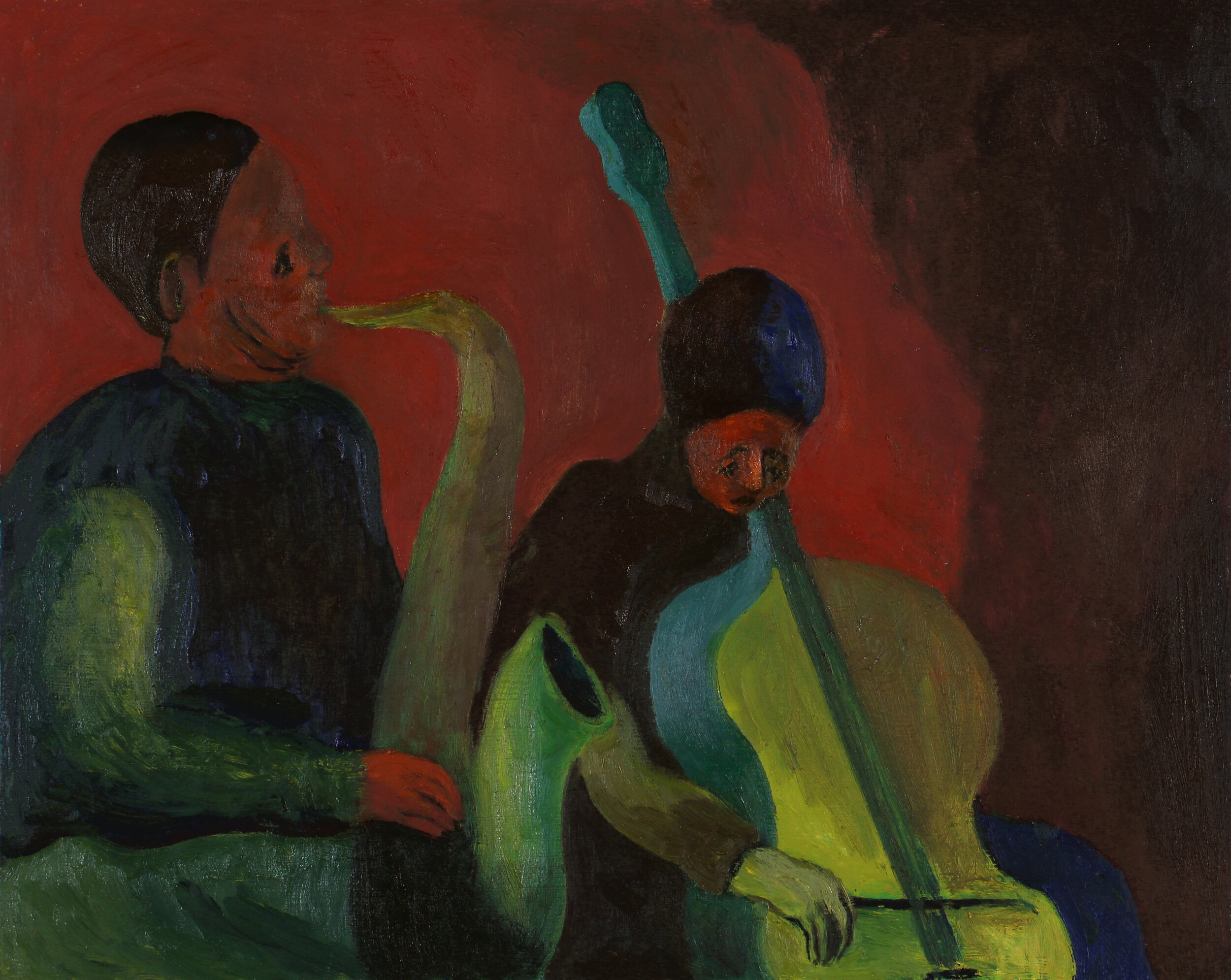   Jazz Musicians , Oil on Wood, 2017-20, 16x20 Inches 