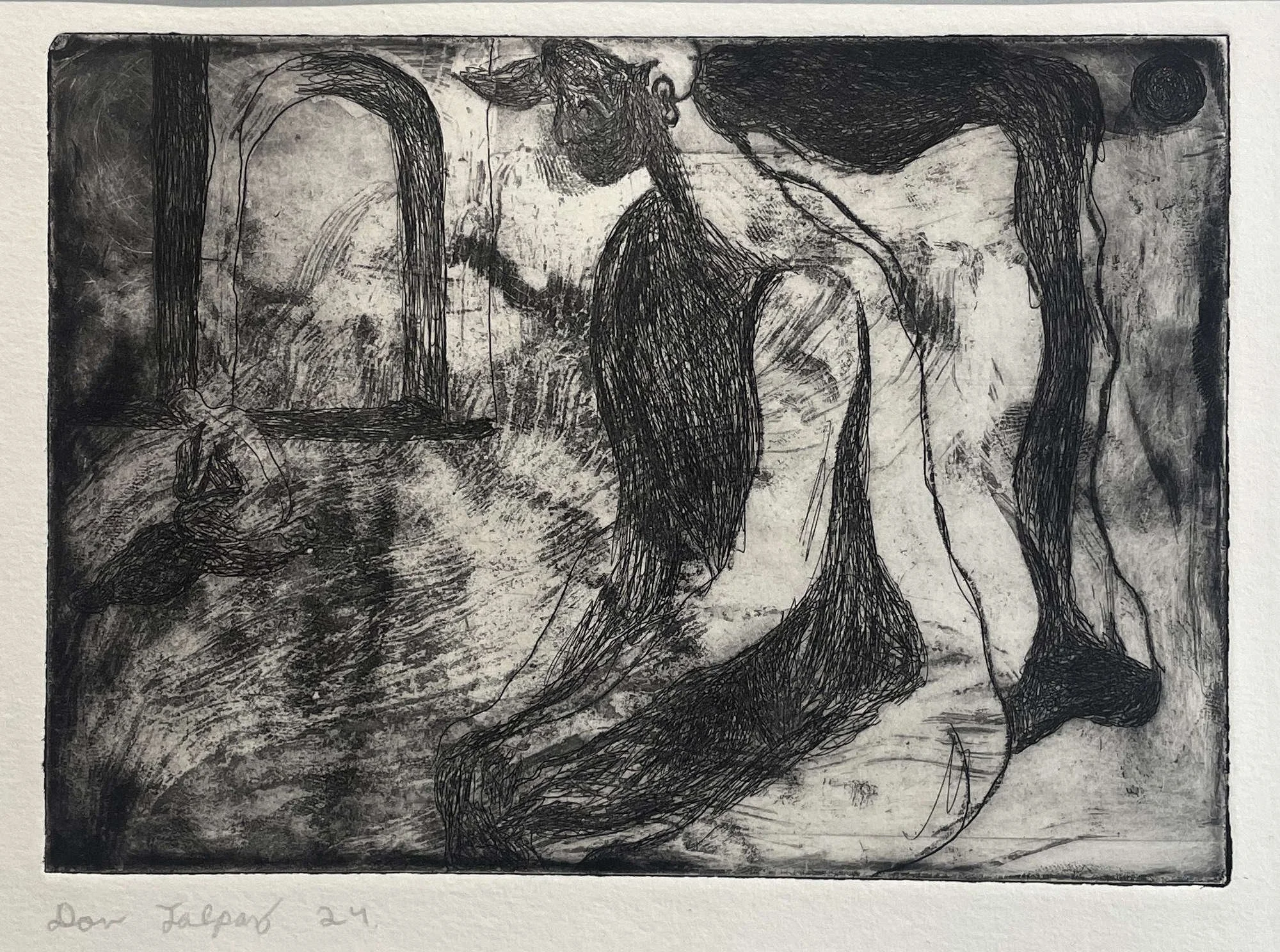    Introspection   ,  2025  Etching on paper (A.P.), 5 x 7 inch  $800 