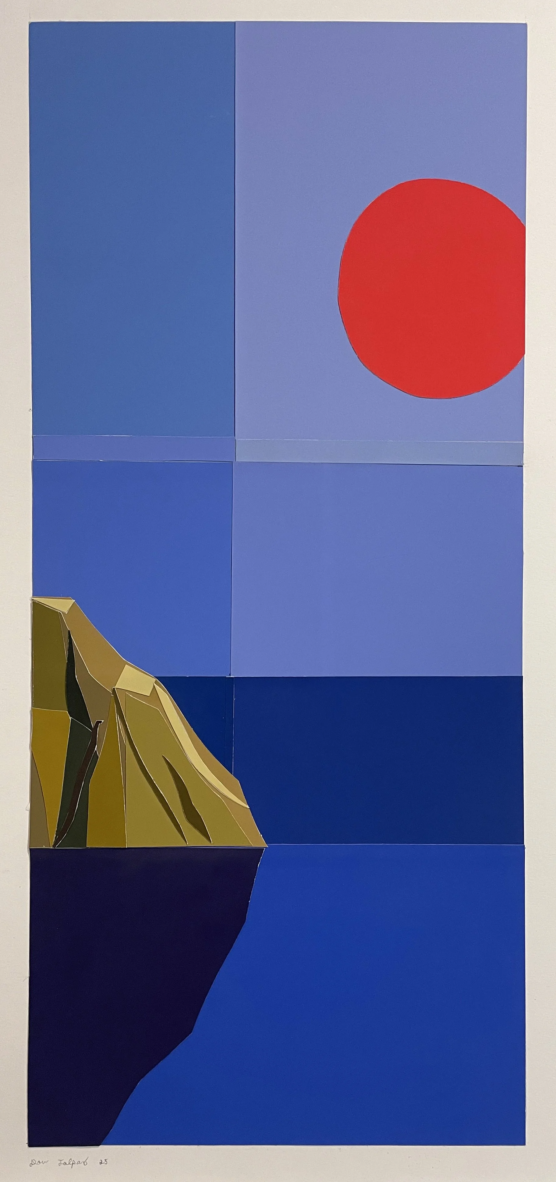    Untitled (Red Sun),   2025  Paper collage, 22 x 10 inch  $3250 