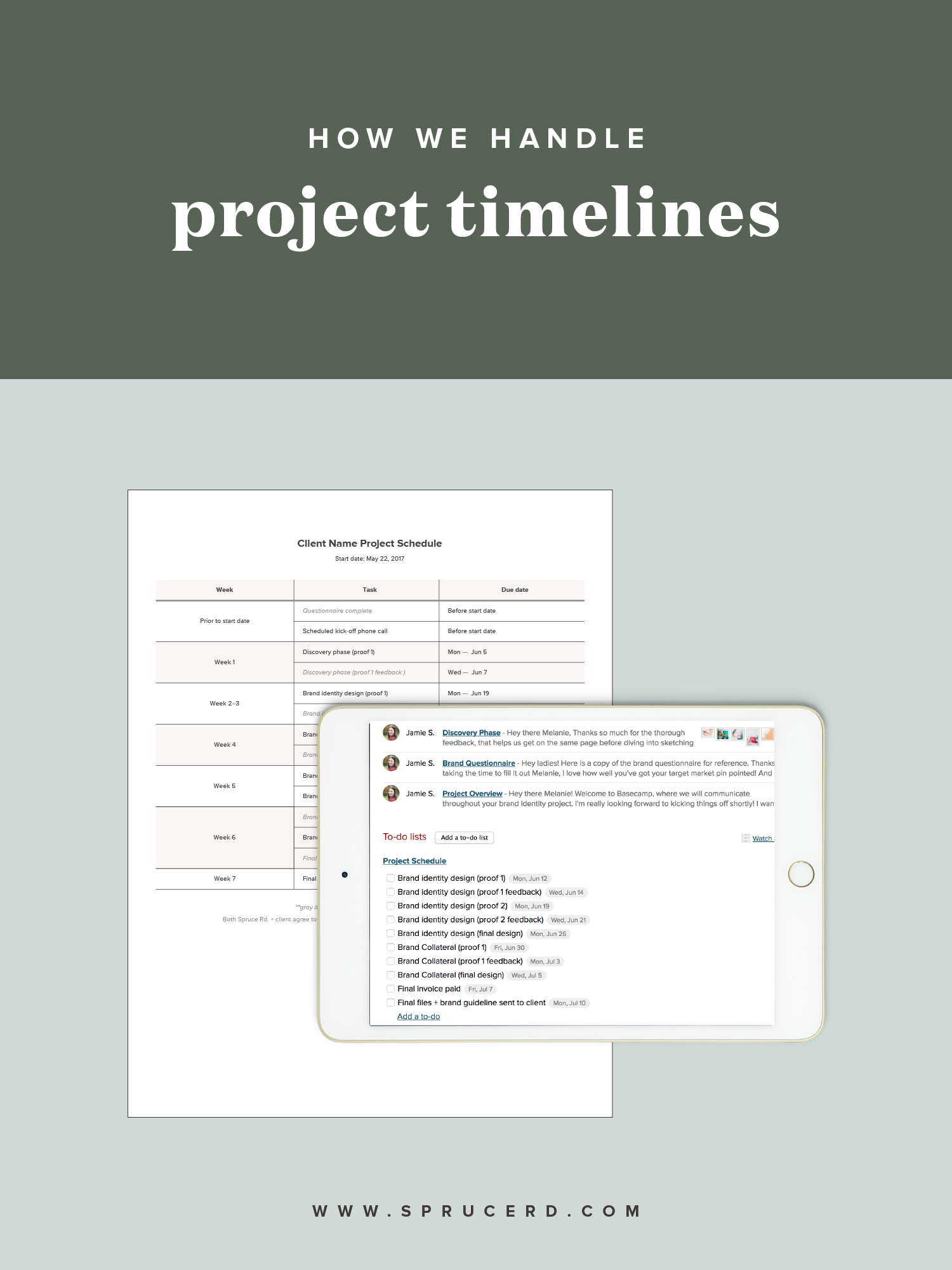 How we handle project timelines | Spruce Rd. | Maybe you hit your breaking point during your latest client project and asked yourself, “how can I keep my clients on time with their project?” You’ve asked your fellow freelance friends how they handle…
