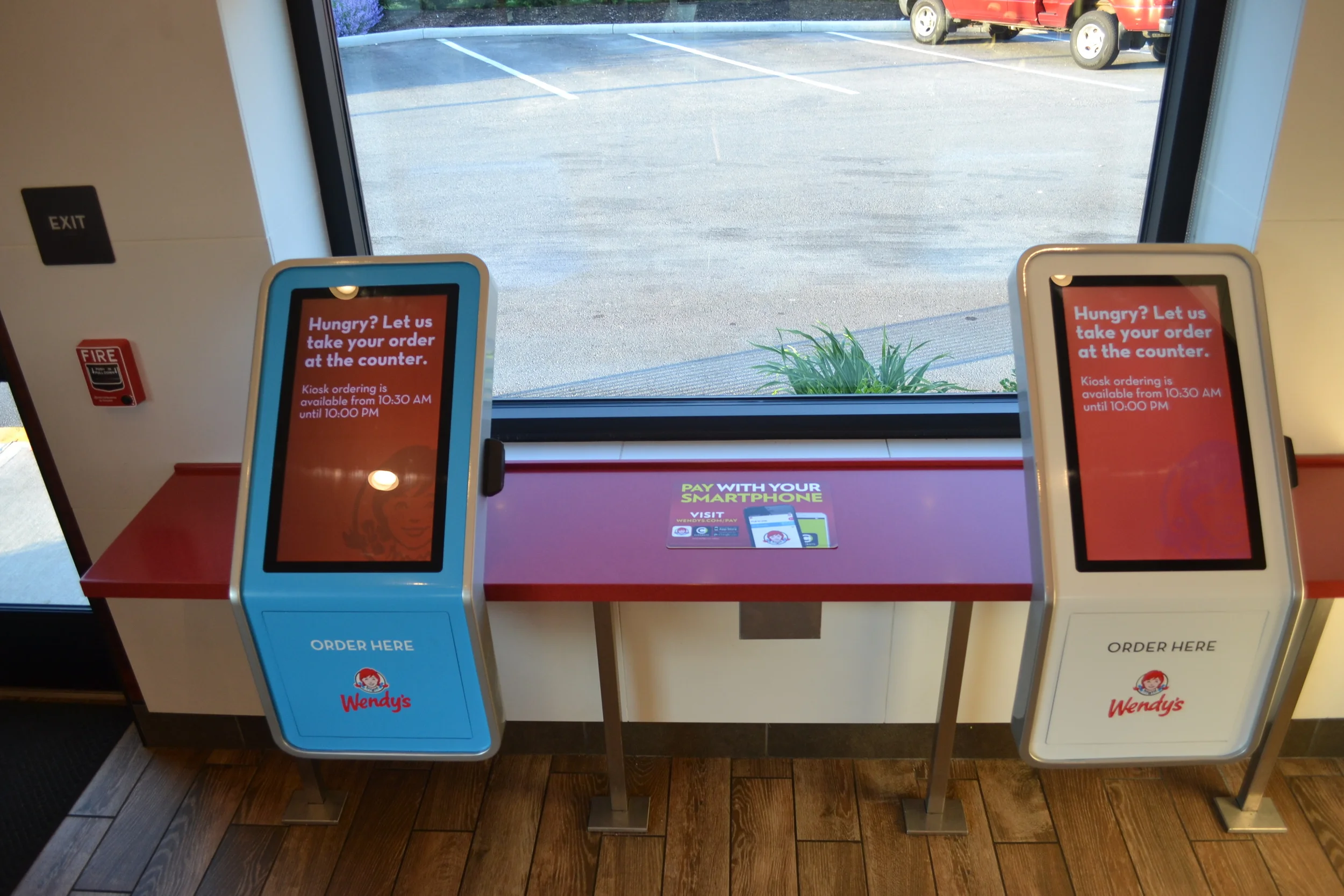 PHOTO OF TWO KIOSKS AT THE WENDY'S FLAGSHIP RESTAURANT IN DUBLIN, OHIO