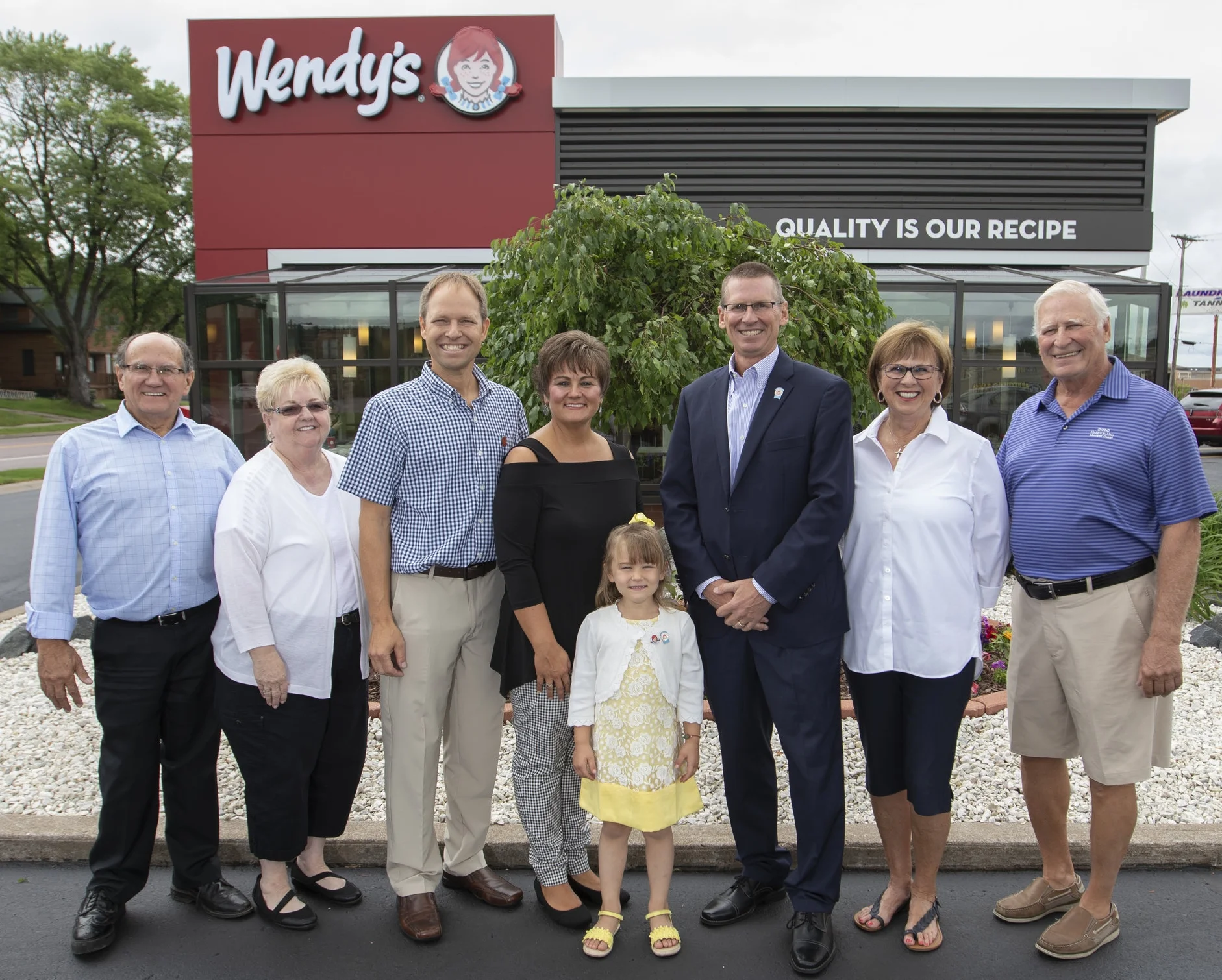 From L to R: Ray and Mary Delmont, parents to Shannon Dutkavich; Mike and Shannon Dutkavich with their daughter Ashley; Todd Penegor with his parents, Ron and Nancy Penegor.