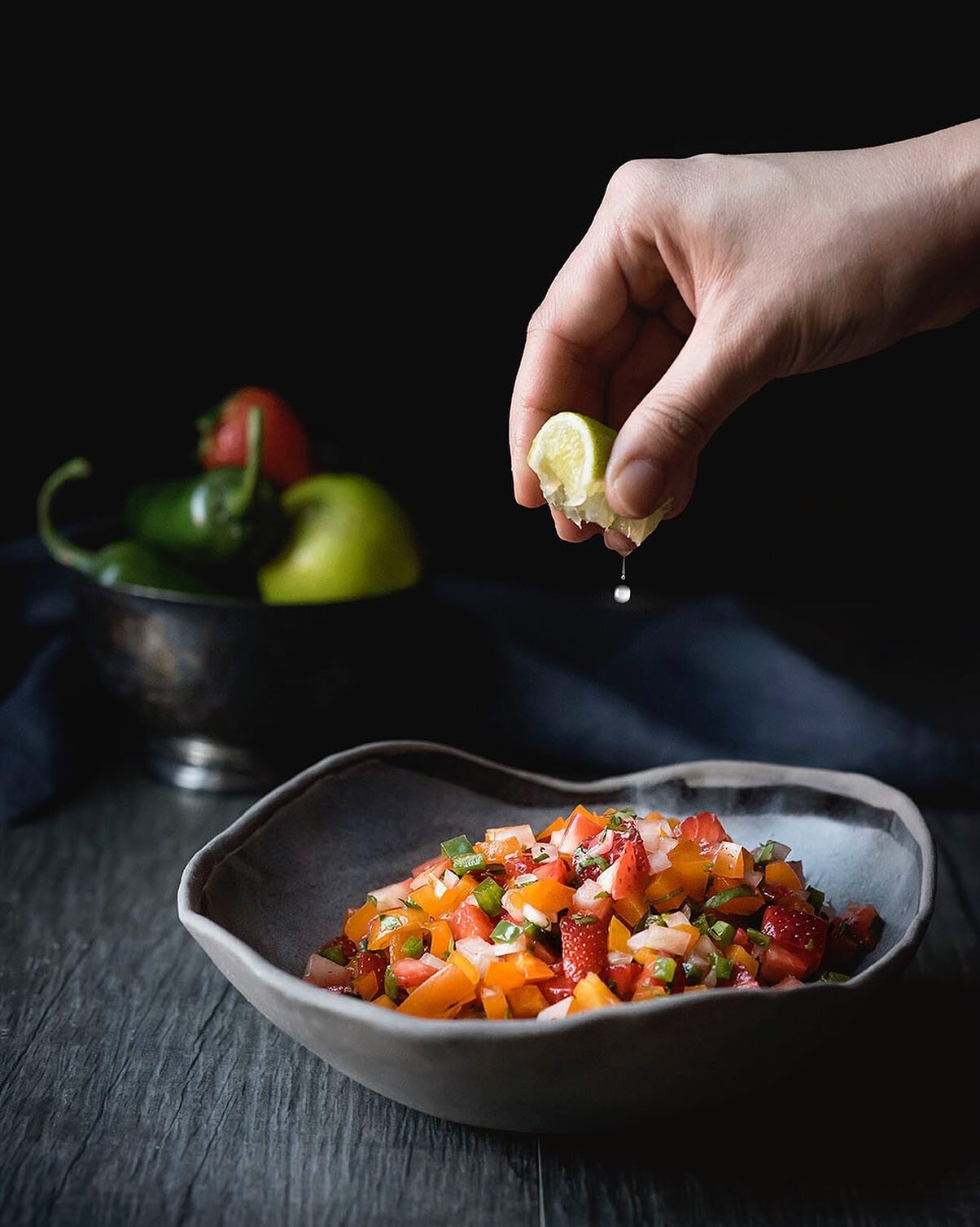 I honestly wasn't sure how I would feel about this strawberry jalapeño salsa when we shot it. I love both of those ingredients separately, but thank goodness I tried it because it's the combination I had no idea I needed. SO GOOD! Throw in a little 