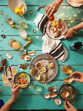 Pulling a few images from my styling portfolio today. Work from the archive with Le Creuset, Men&rsquo;s Journal, Garden &amp; Gun and Kathryn Budig&rsquo;s Aim True Book. A few of my favorite coastal moments for summer. 🦪🍾✨

one:
photo @allenunruh