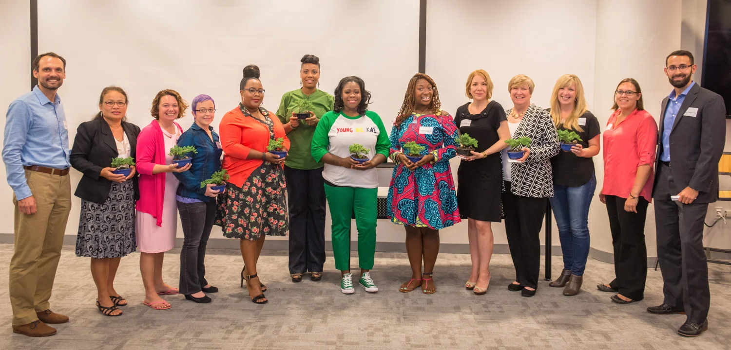 Summer 2016 BALSA Grant Awards Ceremony. Left to right: Matt Wyczalkowski, Executive Director; Sompit Vasey, Ma Yim Enterprises; Bonnidette Lantz, Lightenstein; Liz Kuba, Tea Rex; Iris Green, Scoops and More; River Fronczak, Coffee, Curls & Cupcakes; Arriel Biggs, Young Biz Kids; Carrie Lewis, Sweetlife Gourmet; Alicia Lohmar, Ladybits Toiletries; Karen Rogier, Arlyn Arlene; Katy Thomas, Gig{a}bit Rocks; Katie Adastra, Outreach Director; Paimun “PJ” Amini, Business Director.
