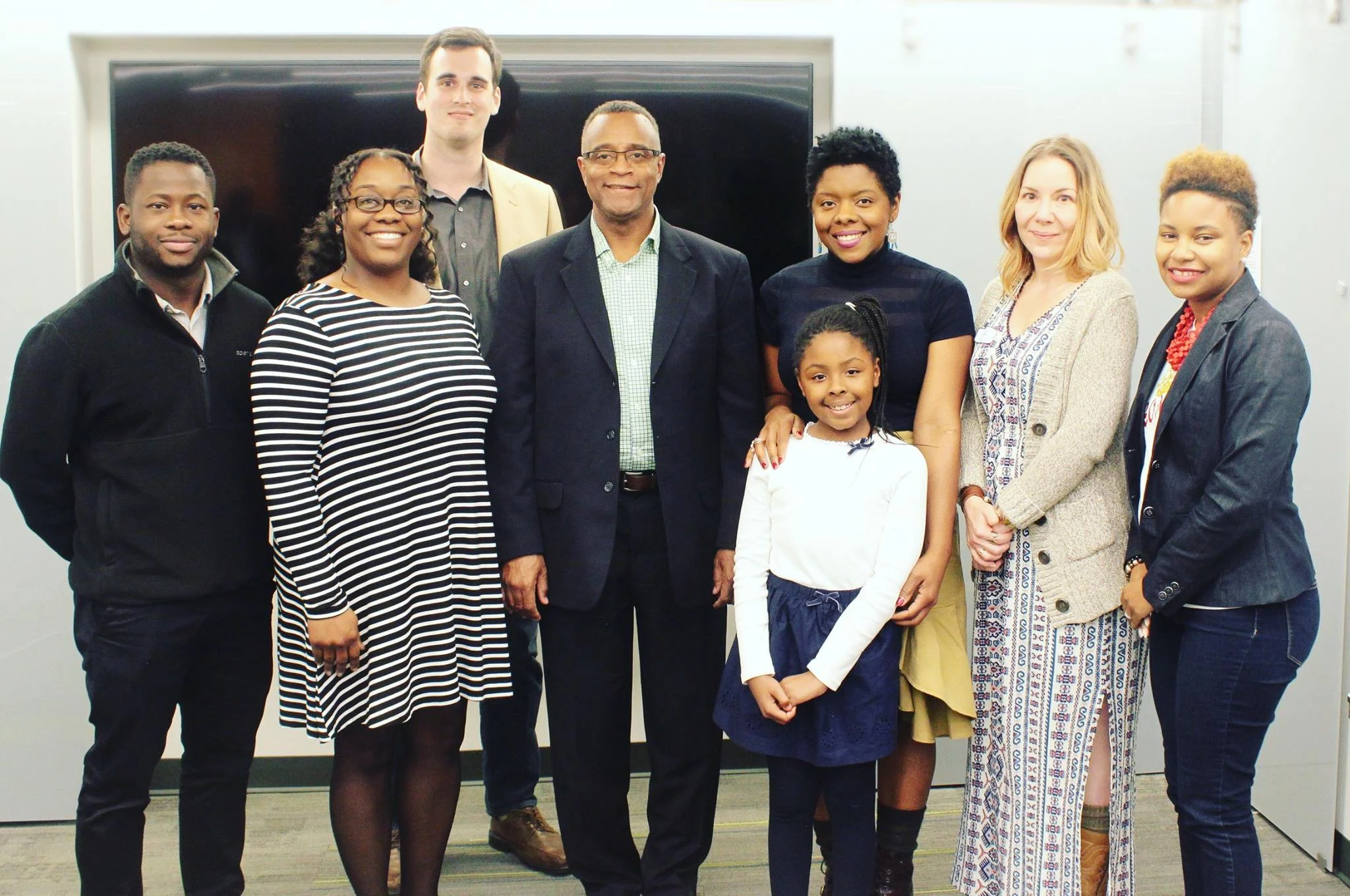 From left to right: Ademola Kassim (judge); Sonia Deal, DEAL-C2; Wyatt Gutierrez (judge); Stanley Franklin, Franklin Staffing Solutions; Grace Griffin and daughter, Tendresse and Sage; Alicia Lohmar, Ladybits Toiletries; Devon Graham (judge).