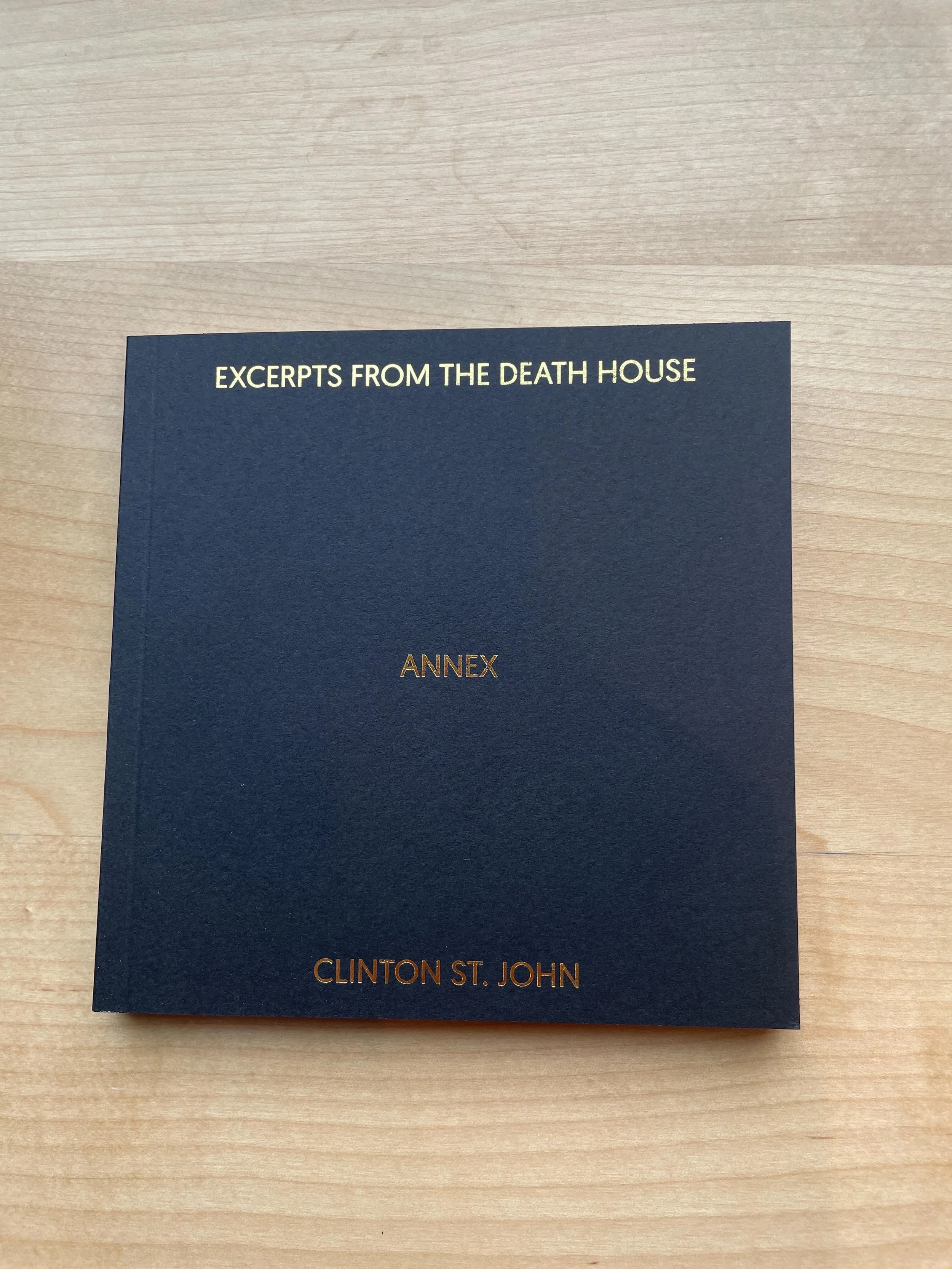 Ten years later, we were excited to do a second book project with Clinton St. John. 

This lovely little book features black and white photos of his project, Death House Annex.
.
.
#goldfoil #perfectboundbooks #kallenprint