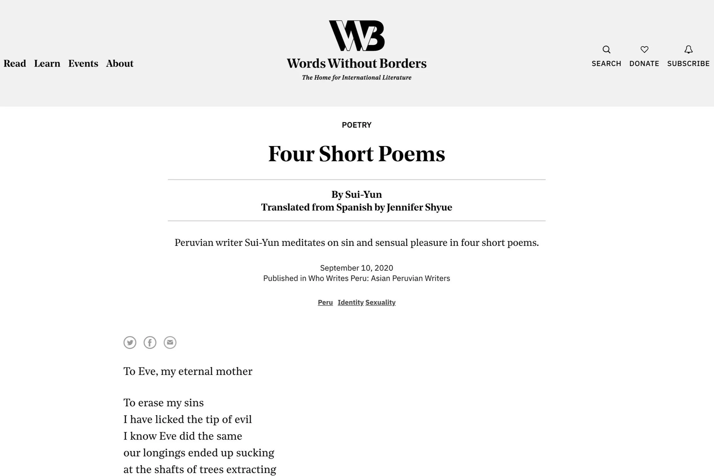 Four short poems by Sui-Yun