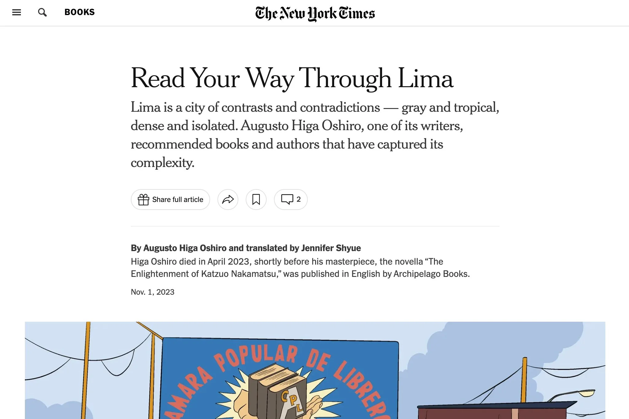 “Read Your Way Through Lima” by Augusto Higa Oshiro