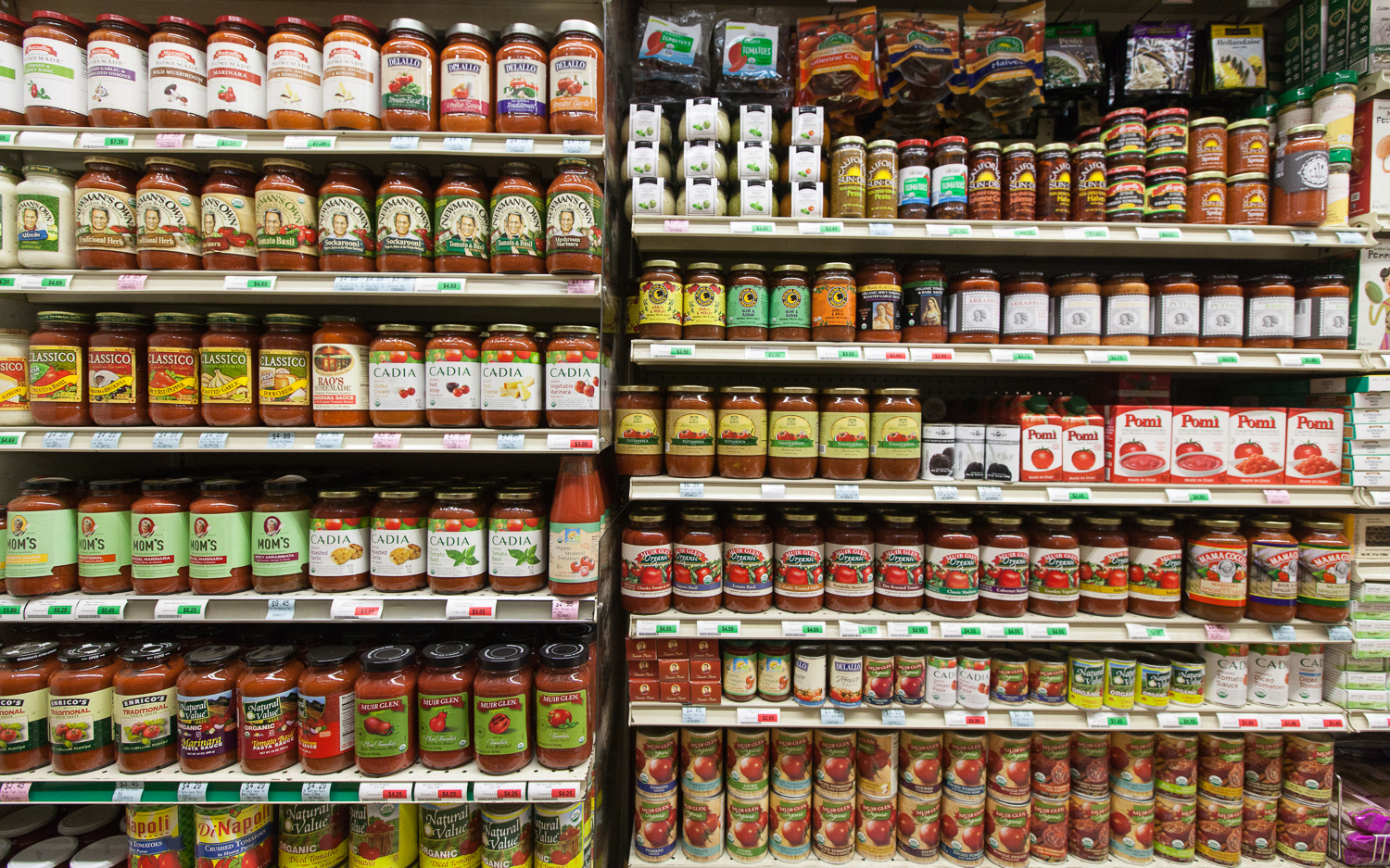 Marinara and Pasta Sauce Section of Mana Foods Grocery Department