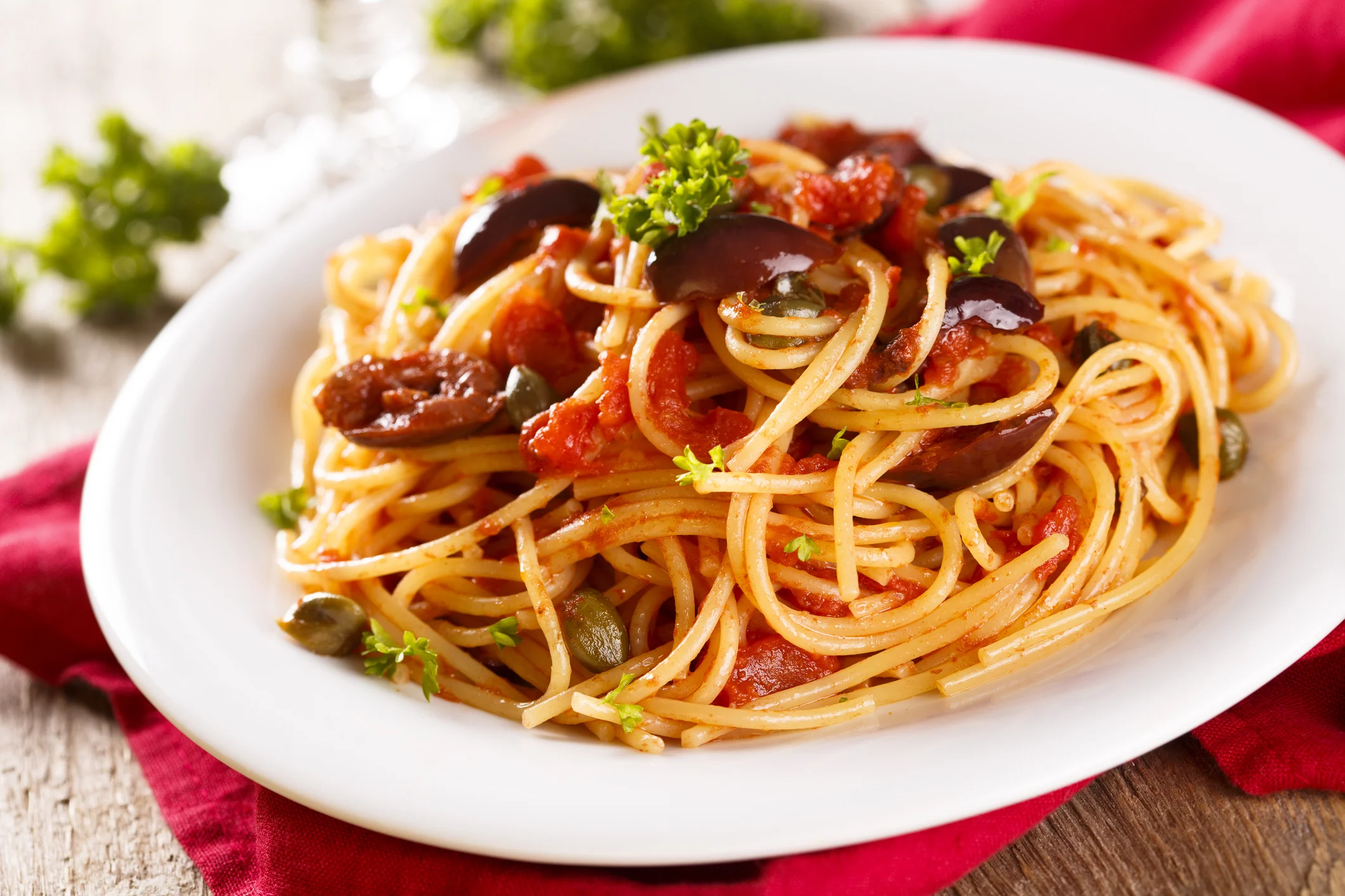 Thick Spaghetti Alla Puttanesca, A Graziani Family Original Recipe