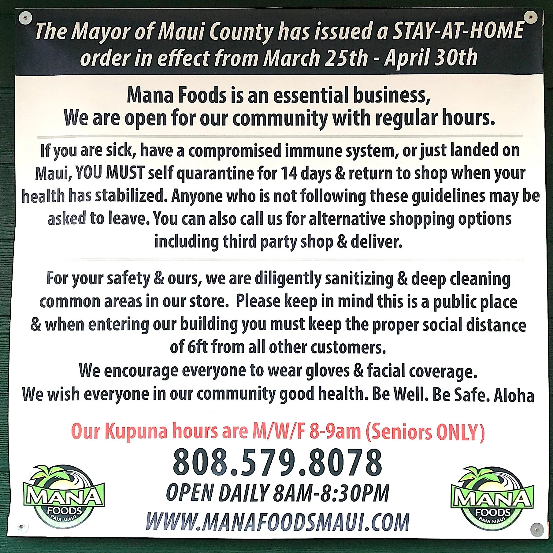 Here's what Mana is doing in response to COVID-19...