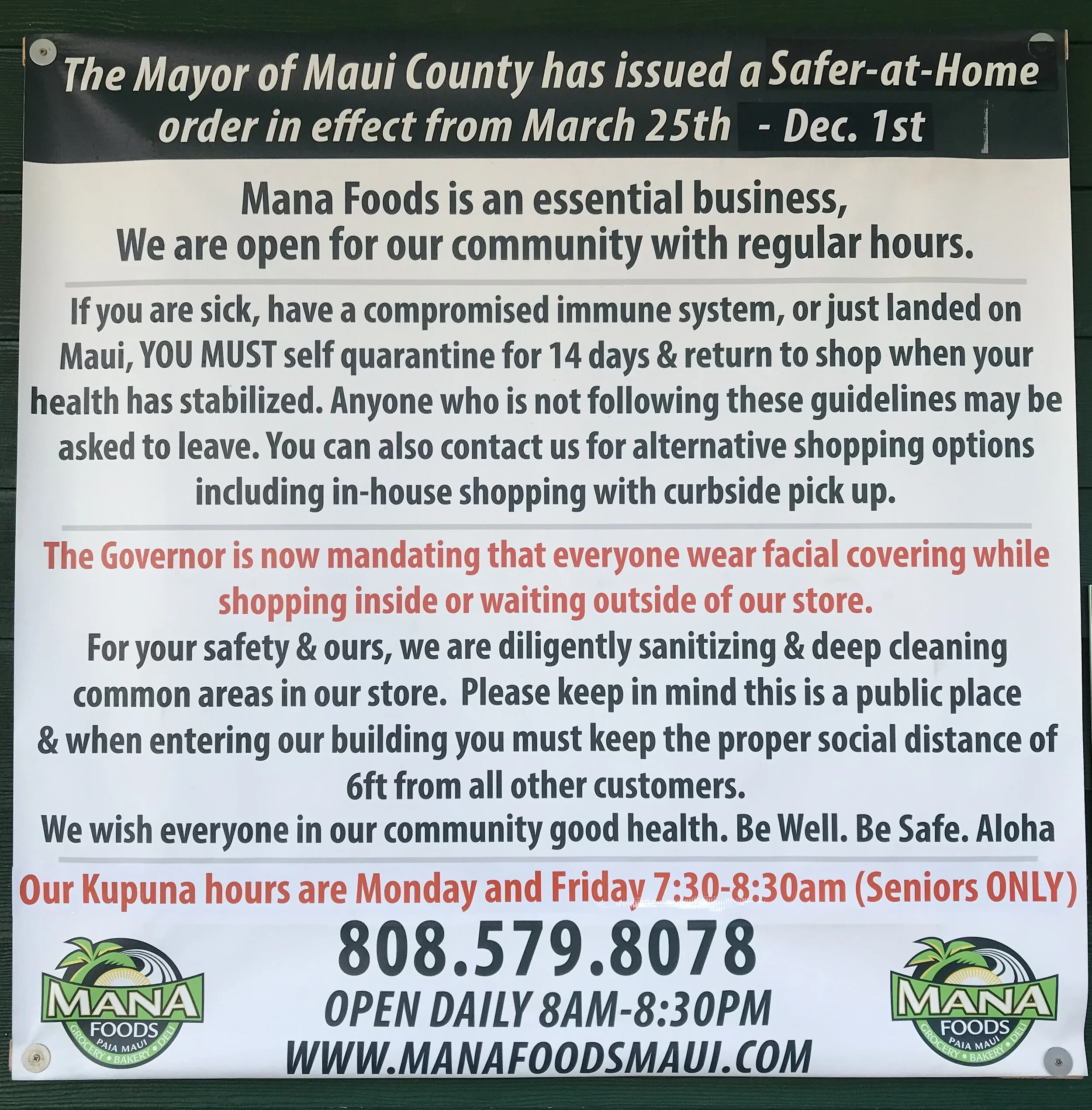 COVID-19 Precautions and Rules that Mana is Following...