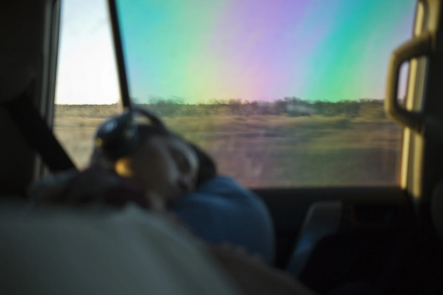 Ezekiel dreaming in the Troopy.JPG