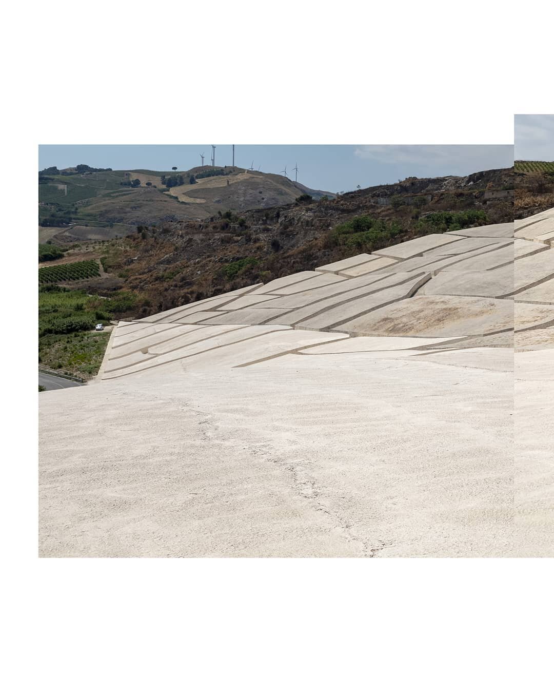 Cretto Di Burri in Sicily. This sculpture was made out of concrete, over the town of Gibellina, after it collapsed in an earthquake in 1968. It is a concrete map of the towns streets and alleyways, by the artist Alberto Burri.
. 
. 
@canonaustraliapr