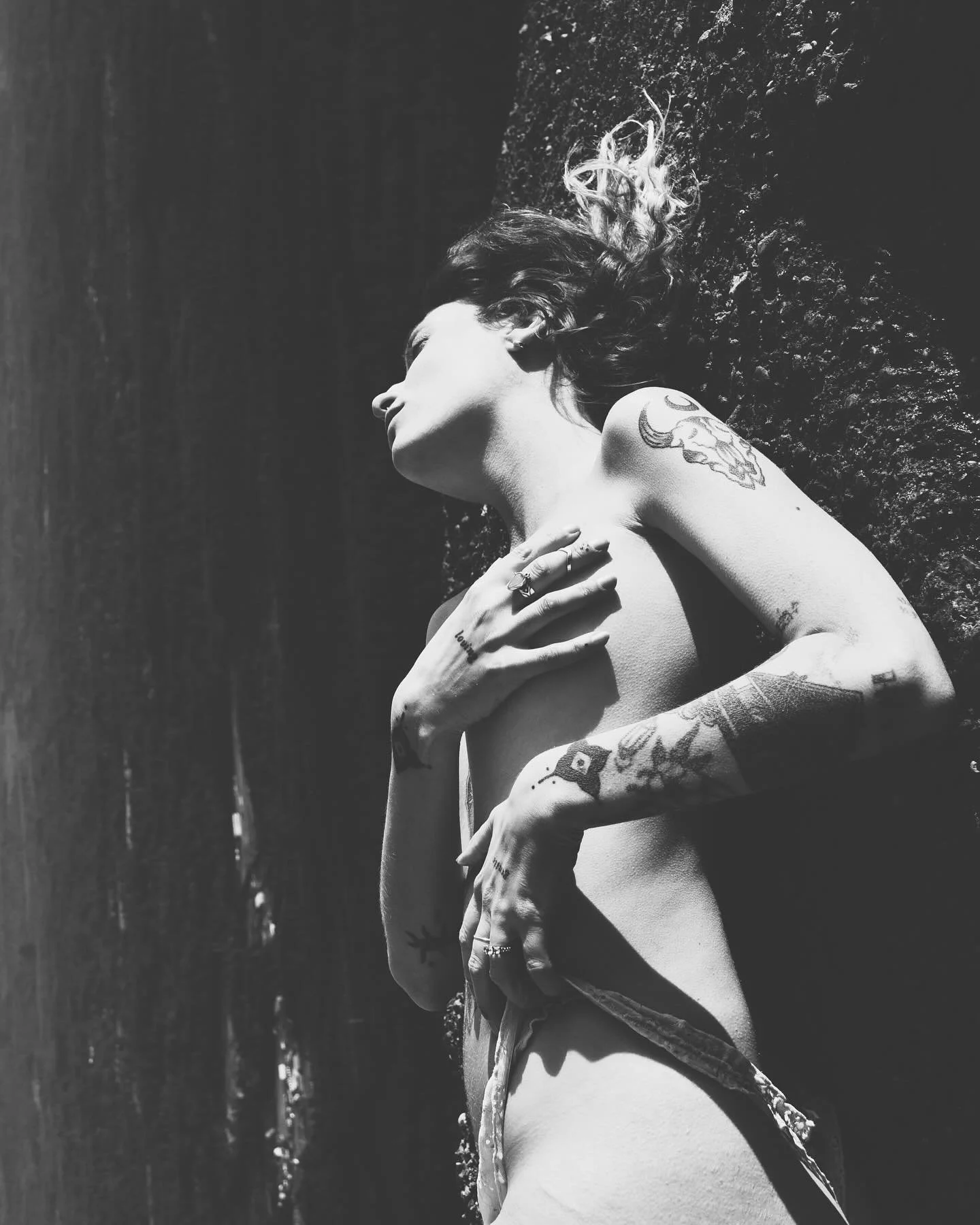 the feeling, of scraping soft skin against stone, higher even than where the birds caress treetops, the feeling, of my fingers grazing a self, the sound of wind &amp; wing, above &amp; below, this body &amp; its surroundings begin to blur, become one