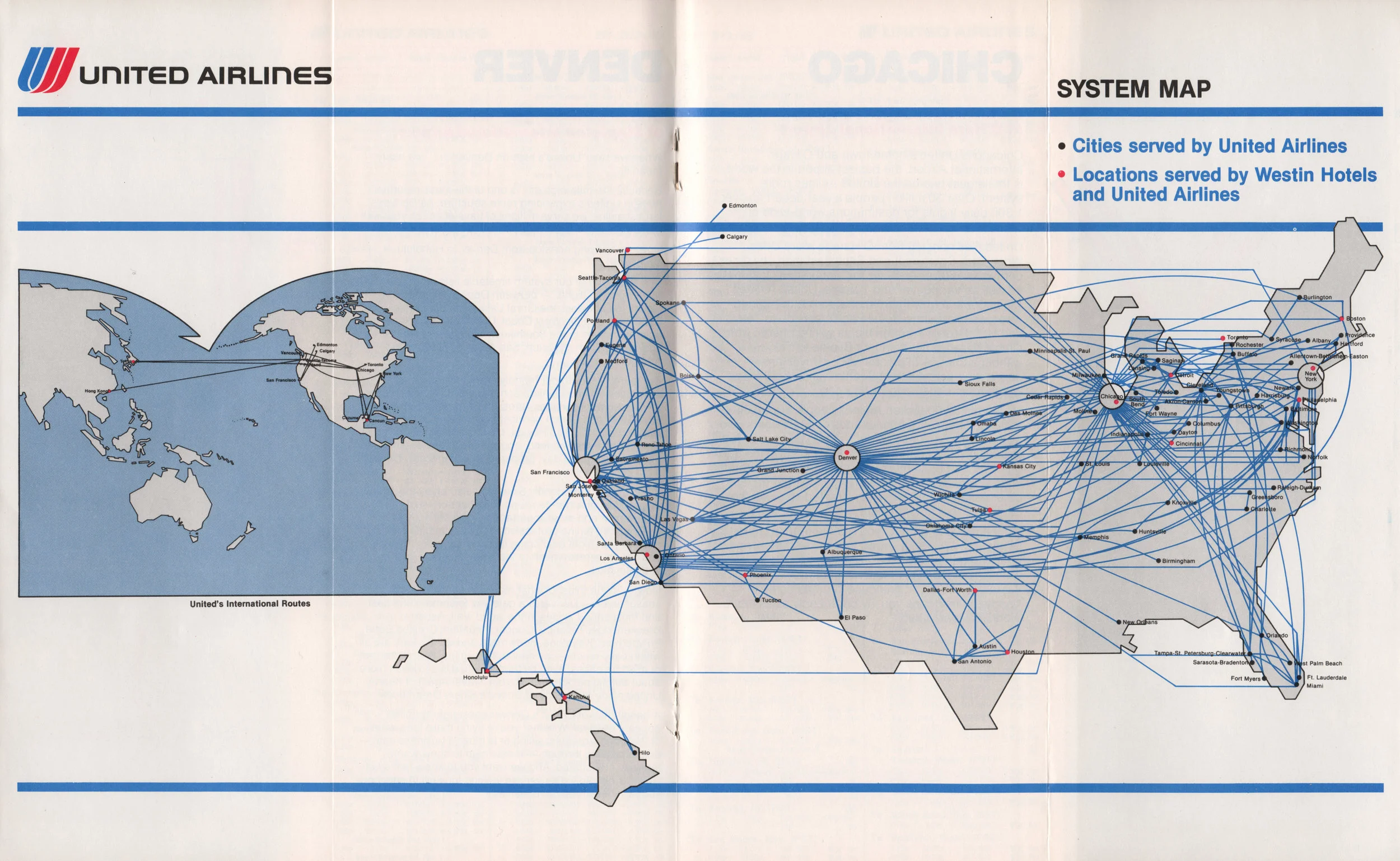 1983 route map - note the co-promotion of Westin Hotels
