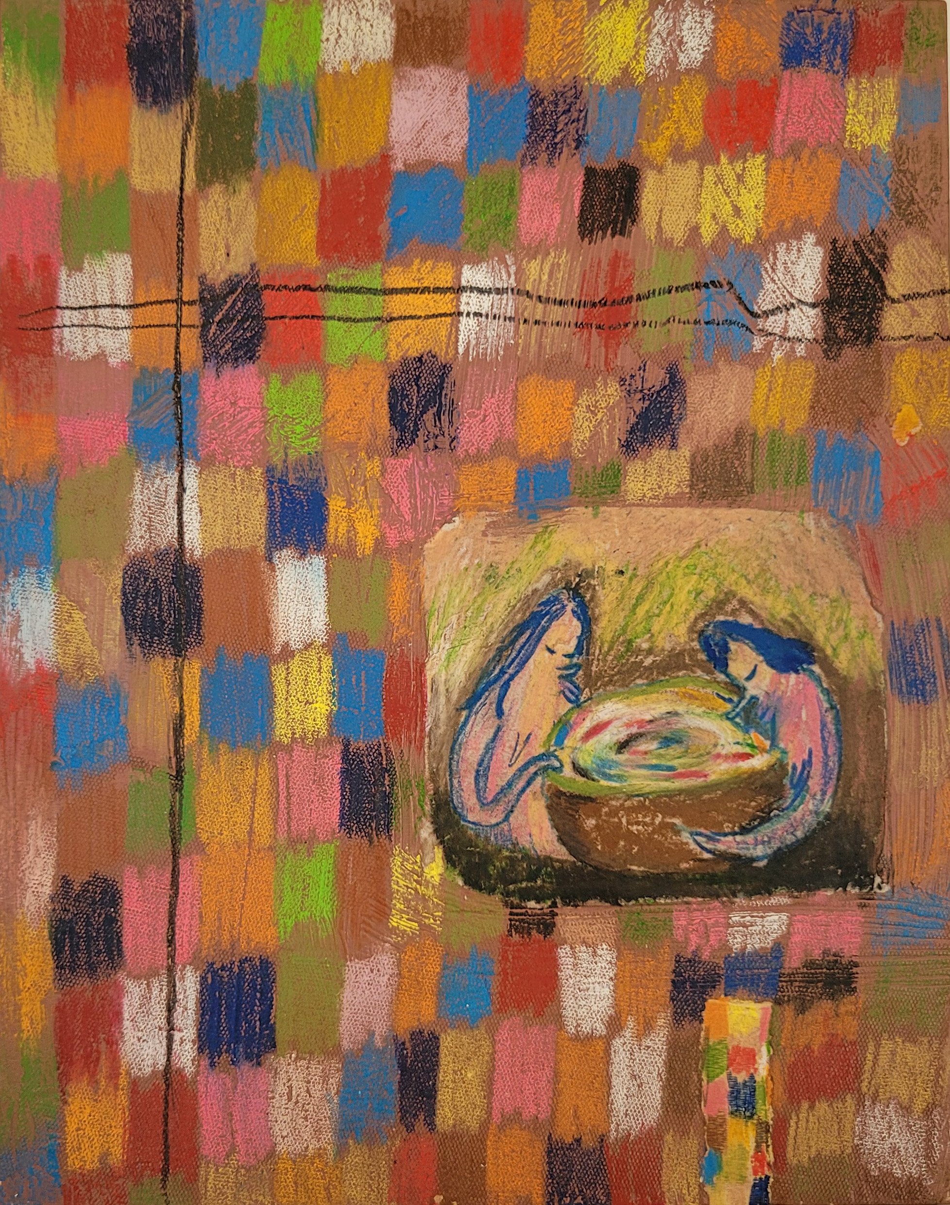 Up All Night Till the Broth is Done

acrylic and colored pencil on wood panel, 9"x12"