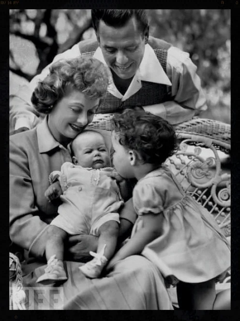 Lucie Arnaz, Lucille Ball, Desi Arnaz, and Desi Arnaz, Jr, in 1953.