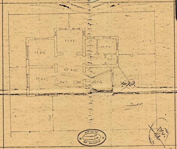   Plan drawing for the Khalaf Tell house - 1938.   مخطط البناء لمنزل خلف التل - ١٩٣٨  