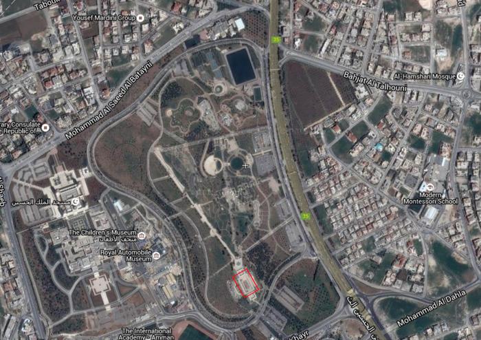  Aerial view showing the Pavilion’s location in the King Hussein Gardens صورة جوية تبين موقع المشروع في حدائق الملك حسين