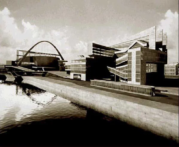Figure 6: Computer simulated image of Le Corbusier's Project for the Palace of the Soviets, Moscow, 1931.