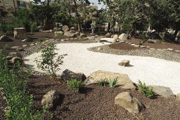 Figure 16: The Japanese garden in the park, mostly composed of stone and gravel, is faithful to the principles of water conserving landscaping.