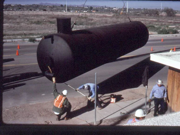 Figure 3: The installation of the underground rainwater storage tanks at Casa del Agua.