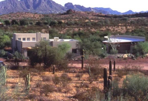 Figure 6: A view of the Desert House demonstration project and its surrounding context in the Desert Botanical Garden in Phoenix, Arizona.