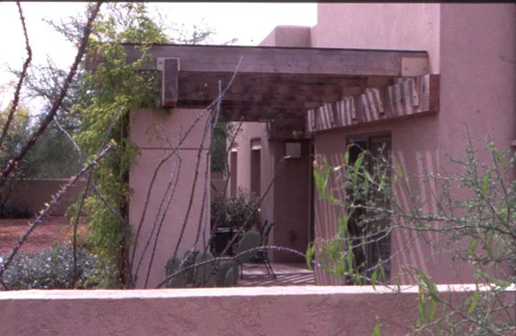 Figure 8: A view of the ramada and adjacent vines installed at the south side of Desert House.