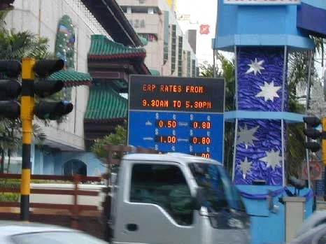 Figure 2: Signs displaying charges for driving through a specific street in Singapore.