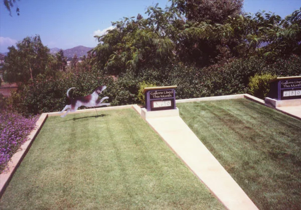 Figure 11: The Water Conservation Demonstration Garden in San Diego, California: Two grass areas with water-use meters showing the different water needs of each area.