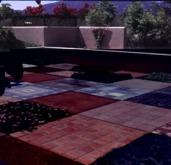 Figure 12: The Water Conservation Demonstration Garden in San Diego, California: Alternating squares of hardscaping materials and low-water-use groundcover plants.
