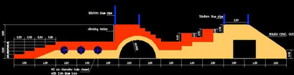 Figure 8: Elevation drawing of the wall in the free play area that is intended as a play element.