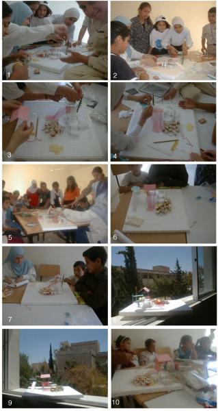 Figure 10: Sequence of photographs that shows the children constructing a model of the play structure they designed.