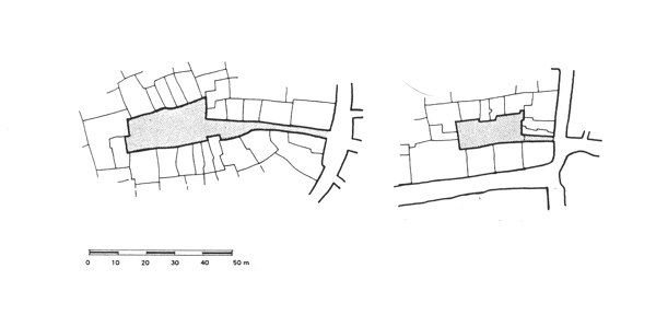 Figure 4: The cul-de-sac or hawsh (courtyard), as it is known in Medina, is conceptualized as a semi-private space used by residents of surrounding houses for ceremonial, social, and recreational purposes. In the past, such semi-private spaces used to have gates with doors at their entrances; left: Hawsh al-Jimal ; right: Hawsh al-Turki .