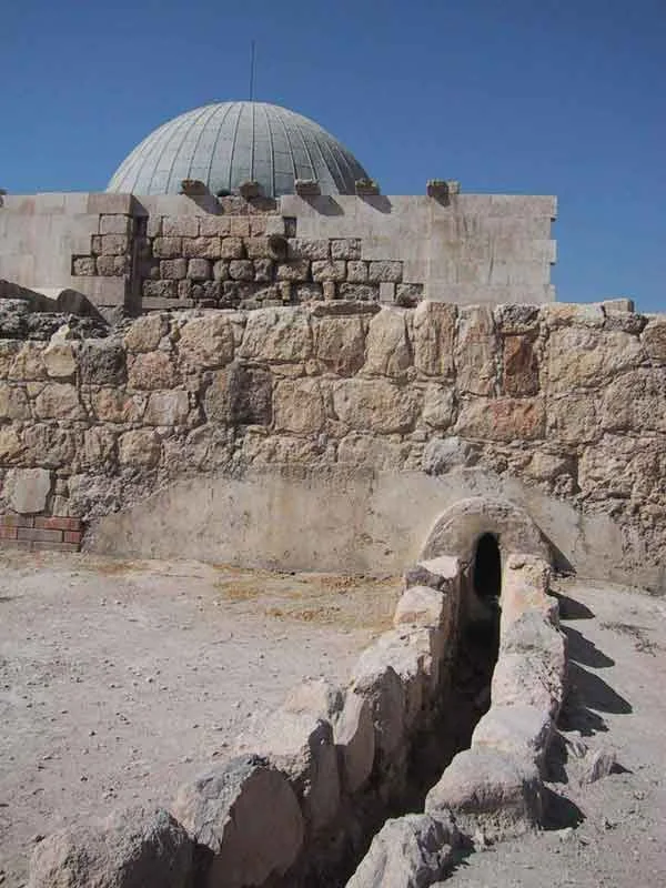 Water collected from roof down pipes at the Amman Citadel is directed through channels towards water storage areas. (image credit: Dalia al-Husseini)