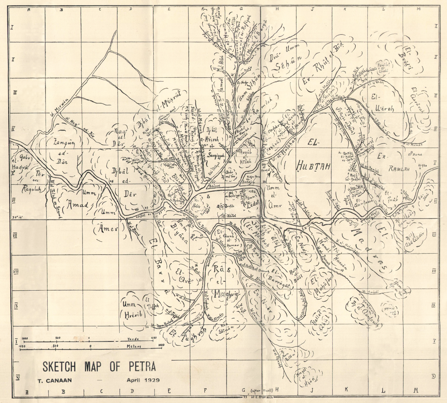 Sketch Map of Petra - خارطة مبدئية للبتراء