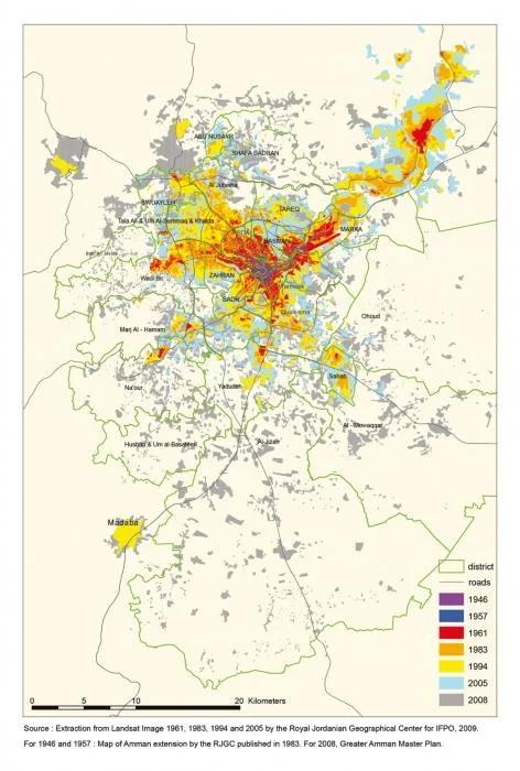 Map of Amman's Extension - خريطة توسع حدود أمانة عمان